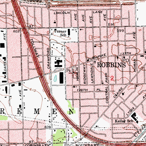 Topographic Map of Mount Calvary Missionary Baptist Church, IL