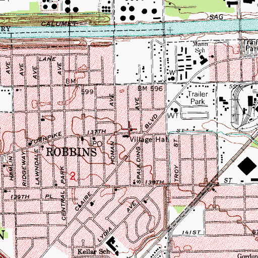 Topographic Map of Robbins Church of God in Christ, IL