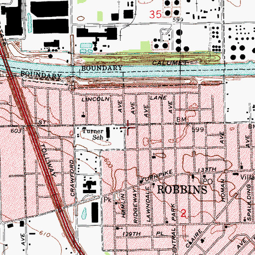 Topographic Map of Robbins Pentecostal Church, IL