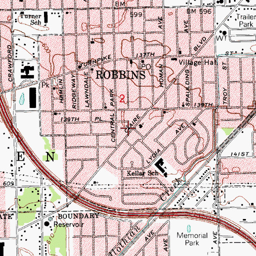Topographic Map of Robbins Seventh Day Adventist Church, IL