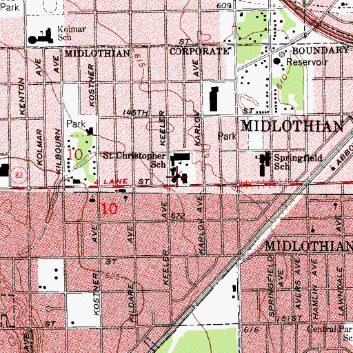 Topographic Map of Saint Christopher Church, IL