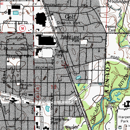 Topographic Map of Kingdom Hall of Jehovahs Witnesses, IL