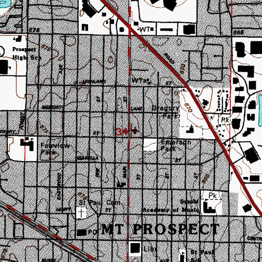 Topographic Map of Gloria Dei Presbyterian Church, IL