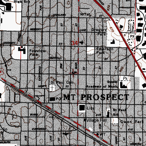 Topographic Map of Saint John's Episcopal Church, IL