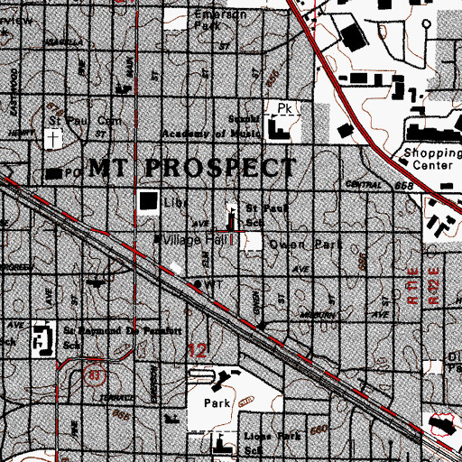 Topographic Map of Saint Paul Lutheran Church, IL