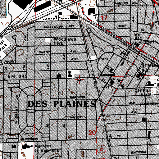 Topographic Map of Saint Martin's Episcopal Church, IL
