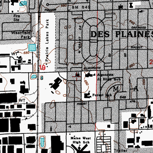 Topographic Map of Trinity Lutheran Church, IL