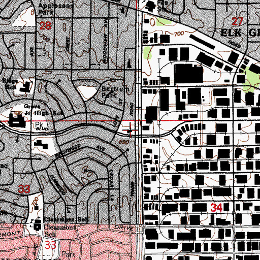 Topographic Map of Elk Grove Presbyterian Church, IL