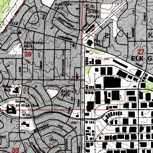 Topographic Map of First Baptist Church, IL