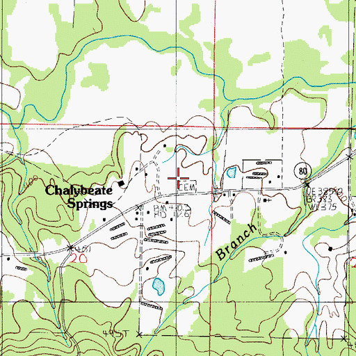 Topographic Map of Chalybeate Springs Cemetery, AR