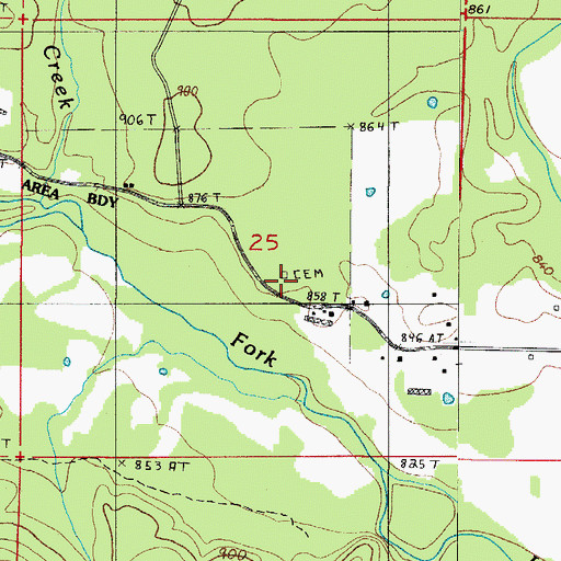 Topographic Map of Chula Cemetery, AR