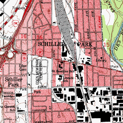 Topographic Map of Saint Beatrice Church, IL