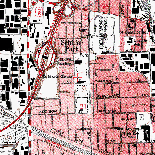 Topographic Map of Saint Maria Goretti Catholic Church, IL