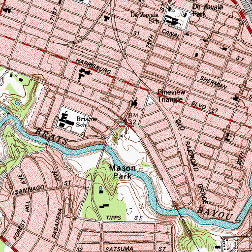 Topographic Map of Mason Park Softball Field, TX