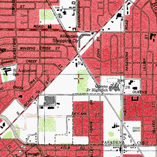 Topographic Map of Pasadena Independent School District Softball Fields, TX