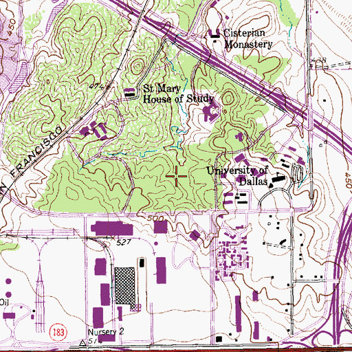 Topographic Map of University of Dallas Softball Field, TX