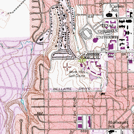 Topographic Map of Bayard H Friedman Tennis Center, TX