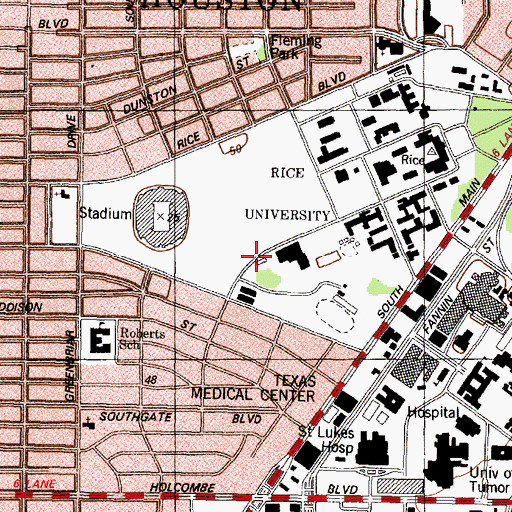 Topographic Map of Jake Hess Tennis Stadium, TX