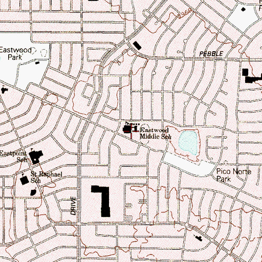 Topographic Map of Eastwood Junior High School Track and Field, TX