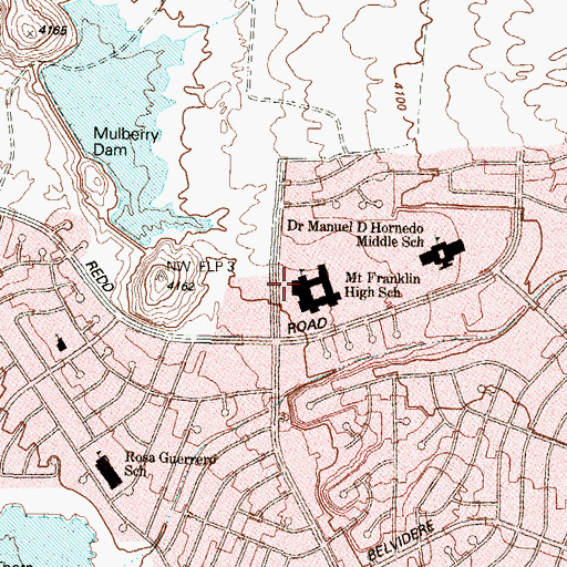 Topographic Map of Franklin High School Stadium, TX