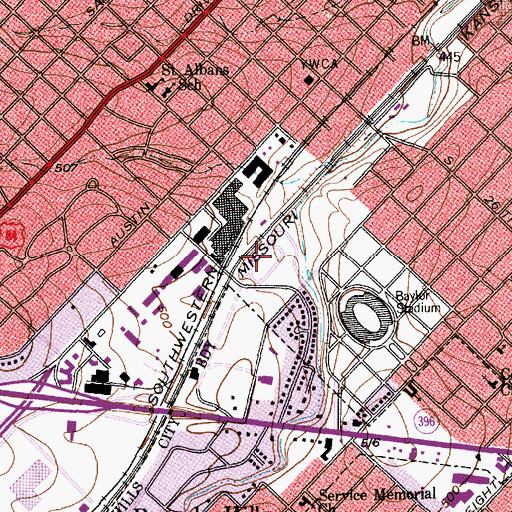 Topographic Map of Hart-Patterson Track and Field Complex, TX