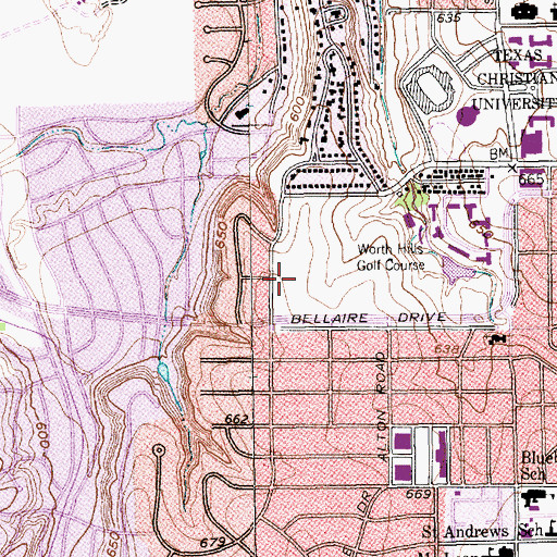 Topographic Map of Lowdon Track and Field Complex, TX