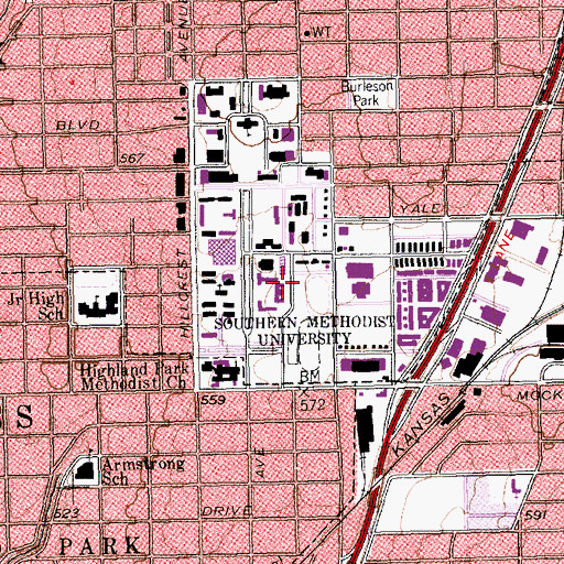 Topographic Map of Morrison-Bell Track Stadium, TX