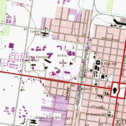 Topographic Map of Pan American Track and Soccer Field - University of Texas, TX