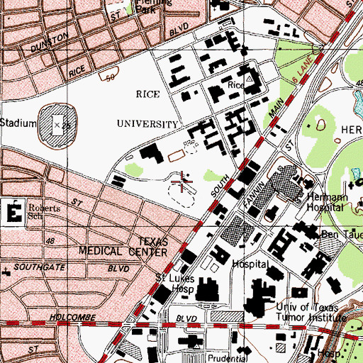 Topographic Map of Rice University Track and Soccer Stadium, TX