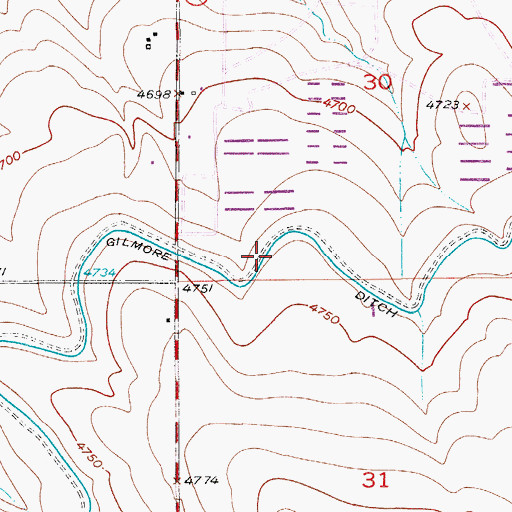 Topographic Map of Gilmore Ditch, CO