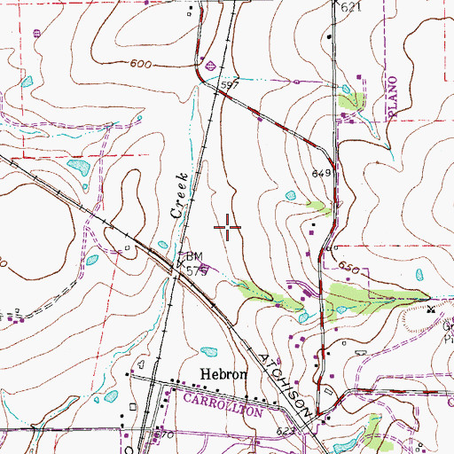 Topographic Map of Hebron High School Softball Stadium, TX