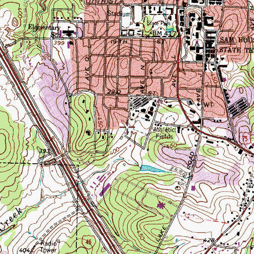Topographic Map of Bearkat Field, TX