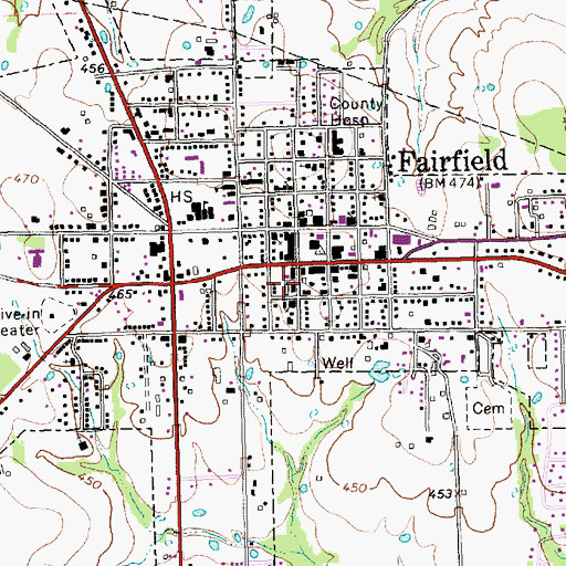 Topographic Map of Fairfield Arena, TX
