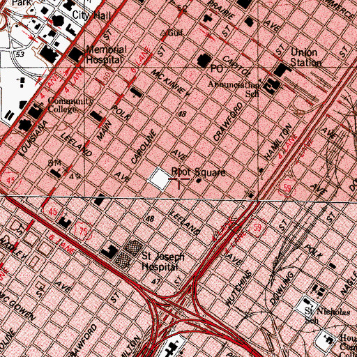 Topographic Map of Houston Arena, TX