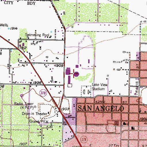 Topographic Map of San Angelo Coliseum, TX