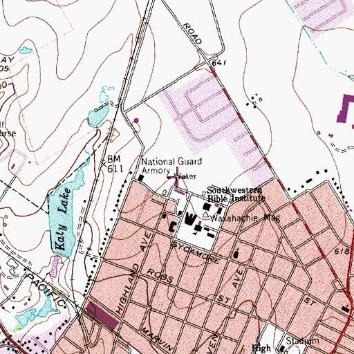 Topographic Map of Sheaffer Full Life Center - Southwest Assemblies of God University, TX