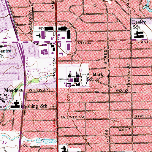 Topographic Map of Spencer Gymnasium, TX