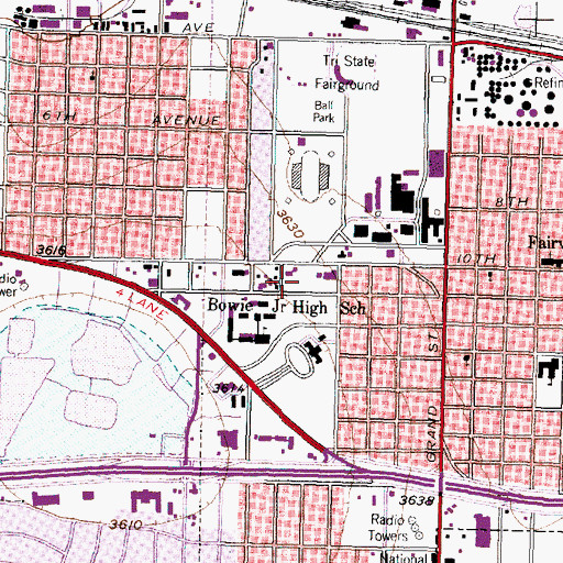 Topographic Map of Tri-State Fairgrounds Arena, TX