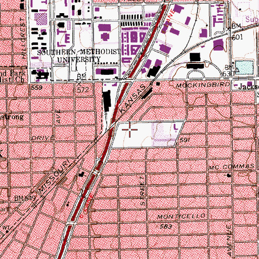Topographic Map of Glencoe Park, TX
