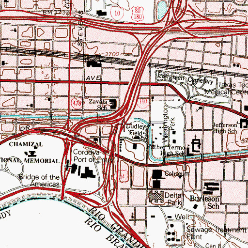 Topographic Map of Dudley Field, TX