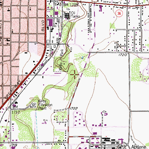 Topographic Map of Abilene International Soccer Complex, TX