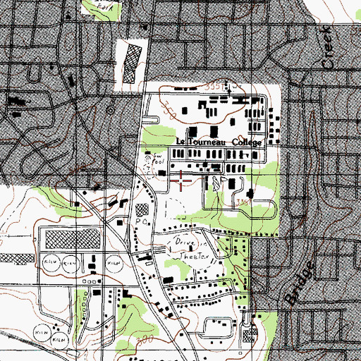 Topographic Map of LeTourneau University Soccer Complex, TX