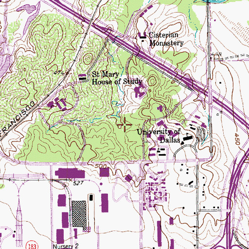 Topographic Map of University of Dallas Soccer Field, TX