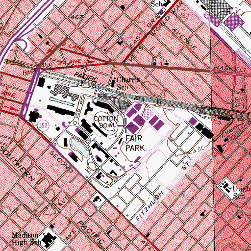 Topographic Map of Fair Park Coliseum, TX