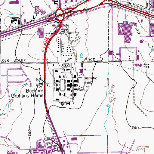 Topographic Map of First Baptist Athletic Complex, TX