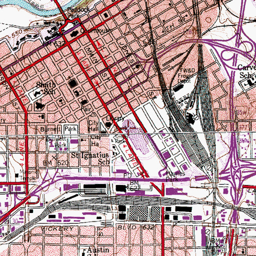 Topographic Map of Fort Worth Convention Center, TX