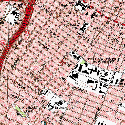 Topographic Map of Health and Physical Education Arena - Texas Southern University, TX
