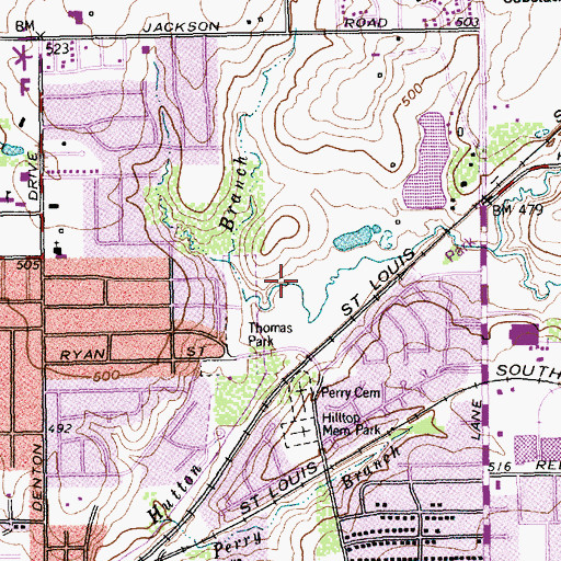 Topographic Map of Josey Ranch Athletic Complex, TX