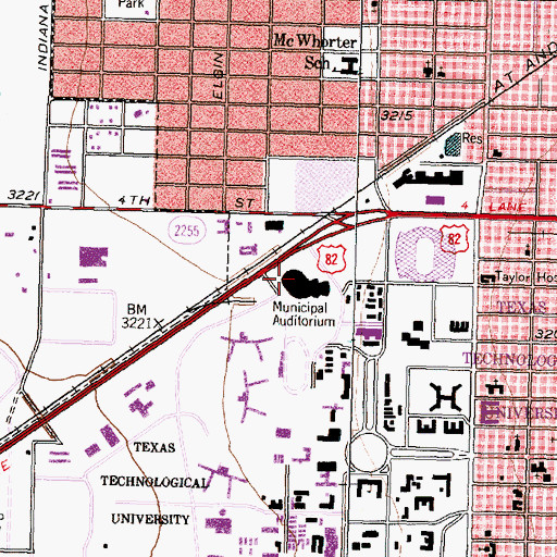 Topographic Map of Lubbock Municipal Coliseum, TX