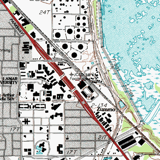 Topographic Map of Montagne Center, TX